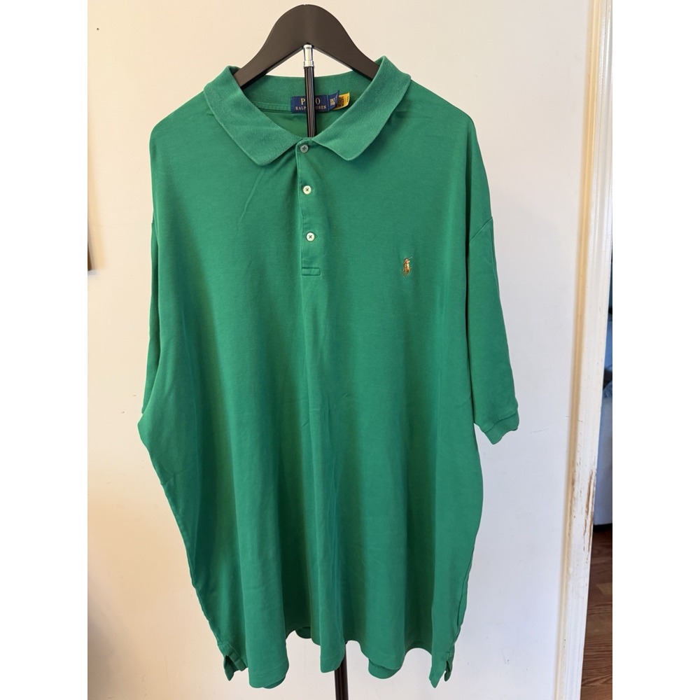Polo Ralph Lauren Polo Shirt Mens 3XLT Big & Tall Green Pony Logo Short Sleeve